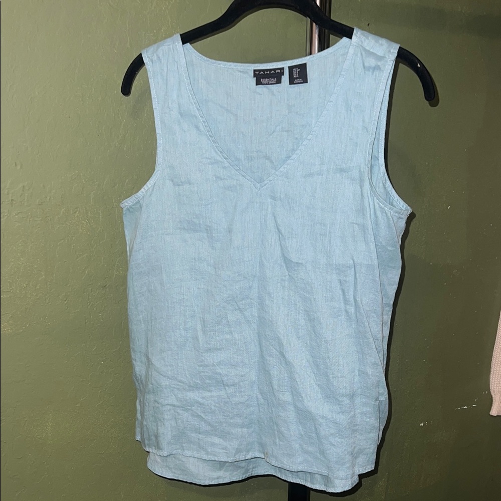 Tahari Sky Blue Sleeveless Top